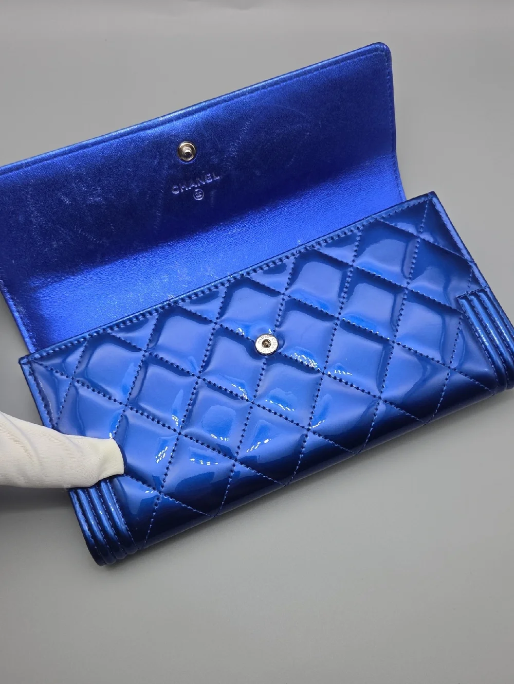CHANEL patent calfskin